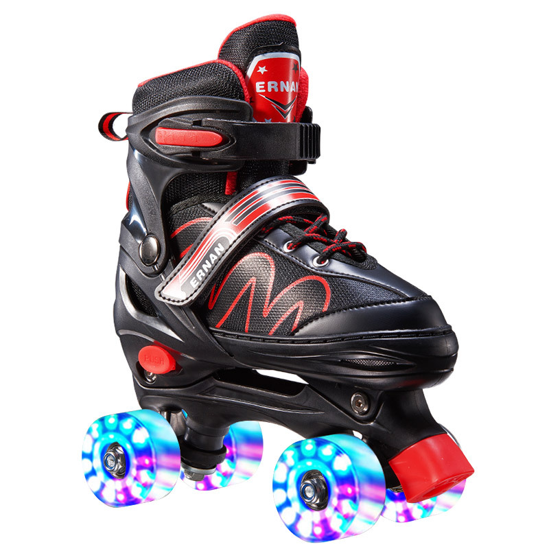 Double Row Roller Skates Four Roller Skates Children Adult Skates Set PU Flash