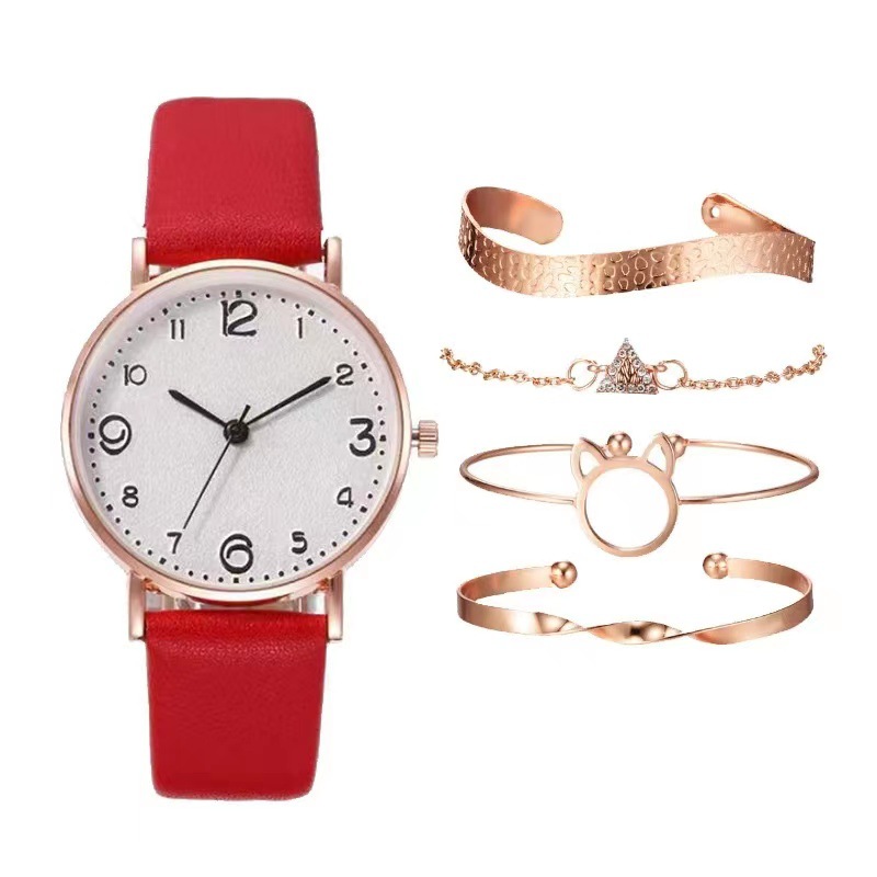 Women's watch bracelet set Korean version digital female student watch creative ladies quartz watch simple fashion girls watch