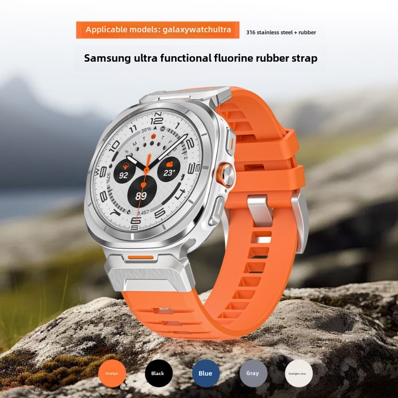 Applicable, Samsung watch Ultra7 functional fluororubber strap 47mm mech head grain, Samsung strap