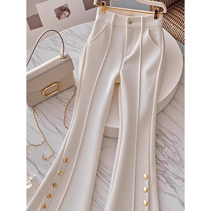Women's Clothing Design sense fashion versatile casual pants women winter light luxury high end trousers slim fit flared pants