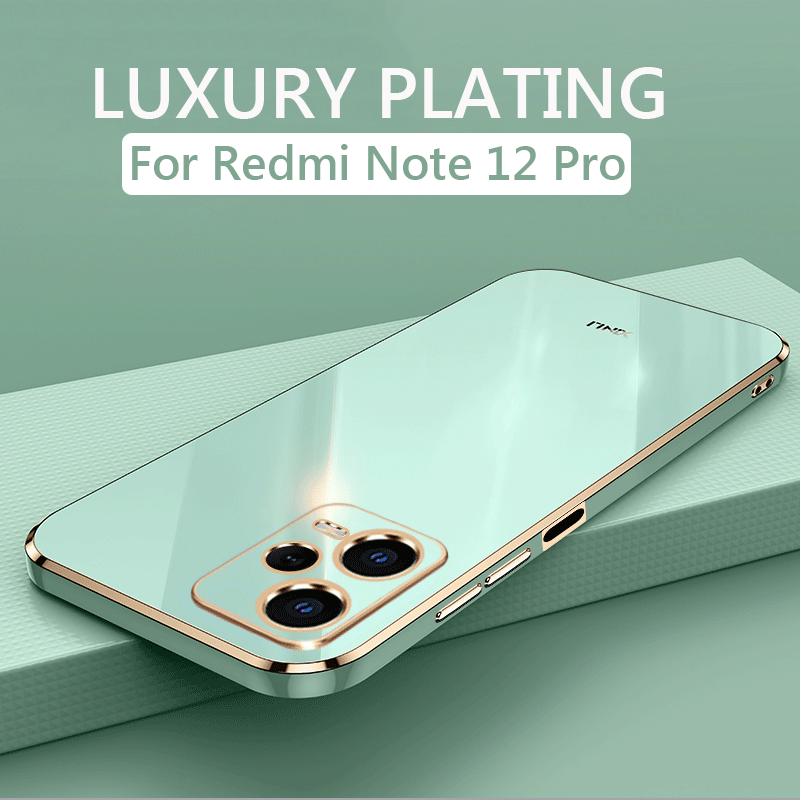 Luxury Square Plating Phone Case On For Xiaomi Redmi Note 12 Pro Plus Note12 Pro Plus+ 5G ShockProof Soft Silicone Back Cover