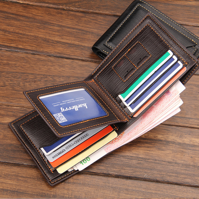 Wallet/European and American Casual Multi-Card Men's Wallet Horizontal Card Insert Short Card Holder