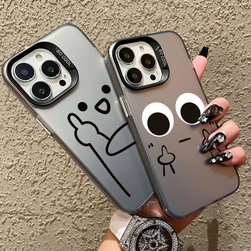 Funny Line Drawing Phone Case for iPhone 15 Pro Max 14 13 12 11 Pro Max 7 8 14 15 Plus SE 2 X XS Max XR Plating Matte Hard Cover