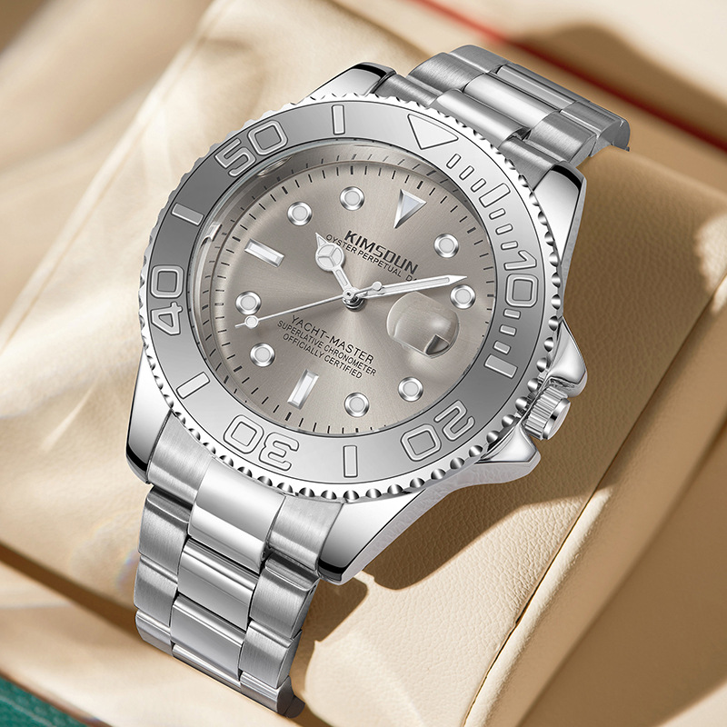 gray yacht watch men's fashion steel band watch luminous waterproof quartz watch wholesale men's watch watches