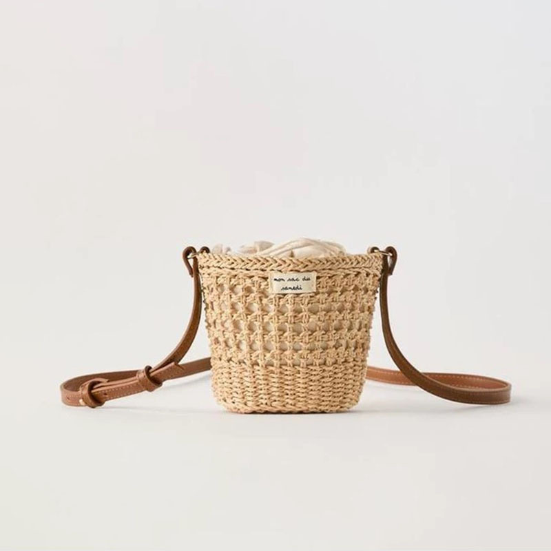 Straw Bag Woven Bag Crossbody Hollow Straw Bag Cute Bucket Straw Bag Woven Bag Holiday Beach Bag Women's Bag