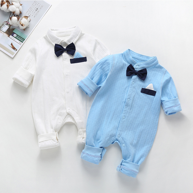 Mother & Kids New style baby warm boy suit fashionable gentleman going out romper single breasted cotton baby baby jumpsuit