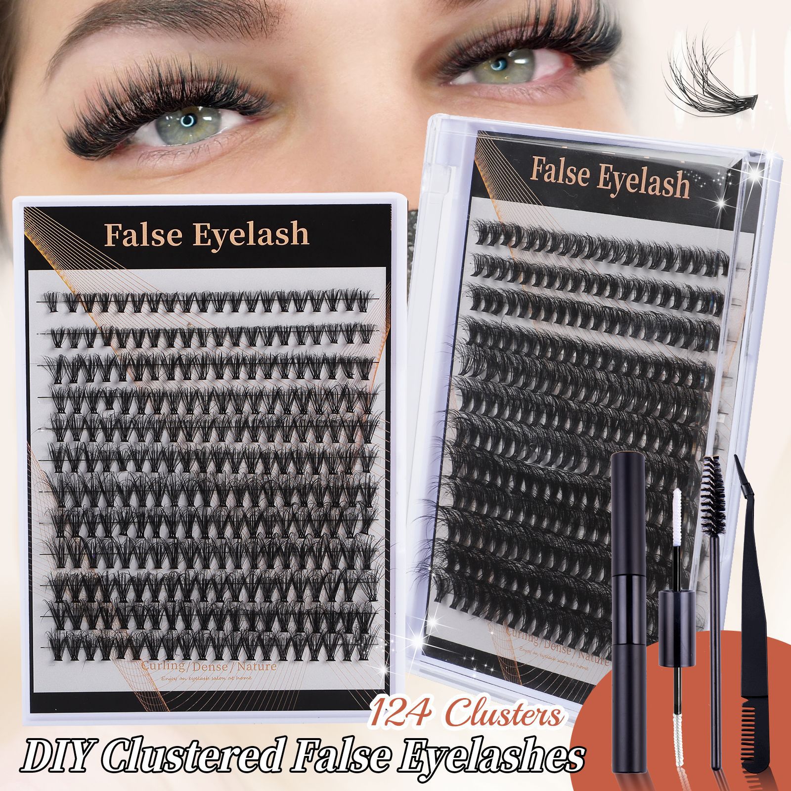50d Curved False Eyelash Book False Eyelash Thick Hot Melting Hair Segmented 30p40p50p Large Capacity False Eyelash