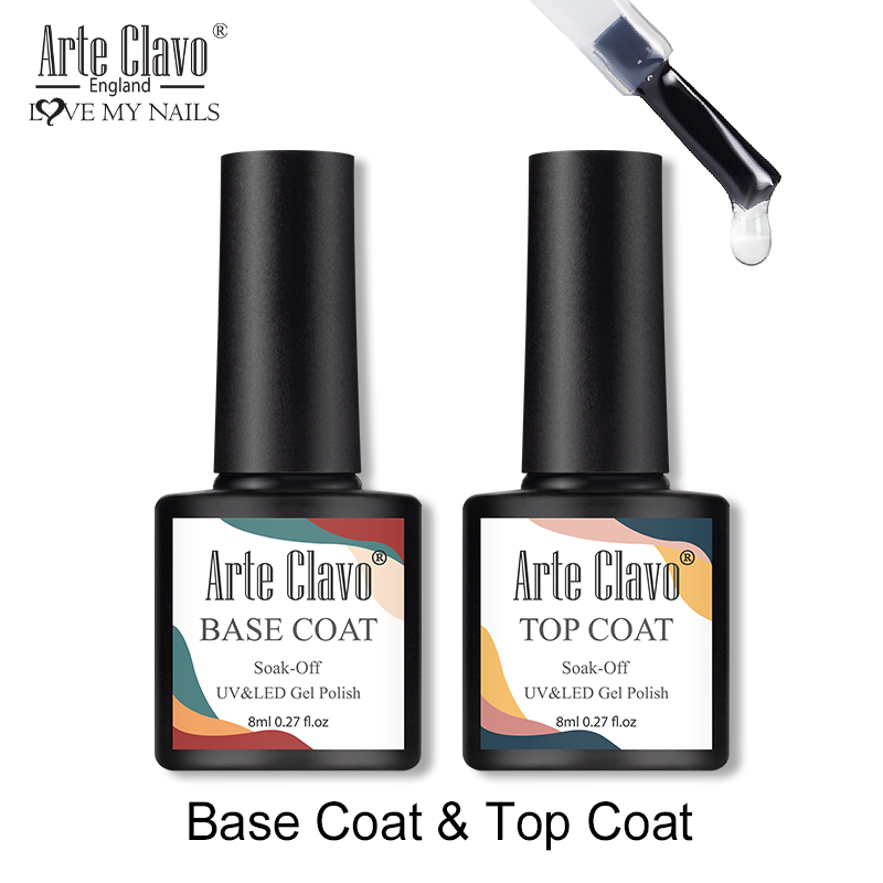 Arte Clavo Base Top Coat For Gel Nail Polish Transparent Shiny Glossy UV Gel Varnish Soak Off Long Lasting Nail Art Gel