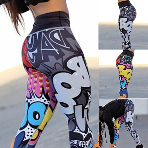 Women's Personality High-waisted Yoga Pants Sports Leggings Foreign Trade Digital Printed Monster Yoga Leggings