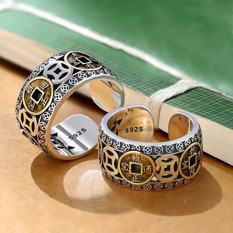 Fünf Kaiser Kupfer Münze Legierung Ring Ins Retro Jungen und Mädchen Ring Modeschmuck