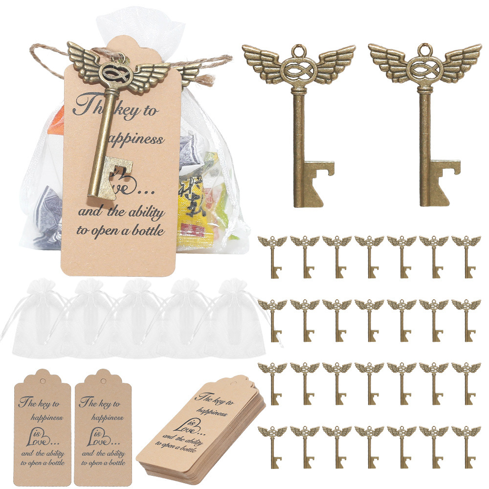 Home Furniture Guardian Angel Bottle Opener Vintage Copper Wedding Party Gift Birthday Souvenir Candy Bag Set Christmas