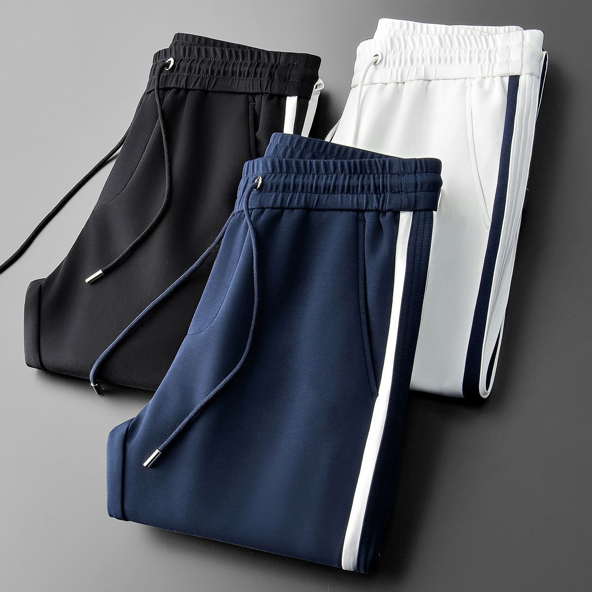 Men's Clothing Spring and Autumn Fashion All match Sports Pants Striped Splicing Slim Simple Young Men Straight Casual Pants Men
