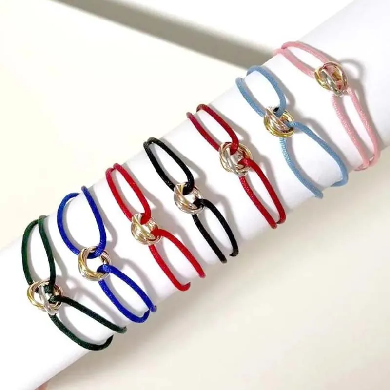 Armband Mann Frau Designer Goldschmuck Unisex Edelstahlarmband 3 Metallschnalle Band Schnürkette Mehrfarbig