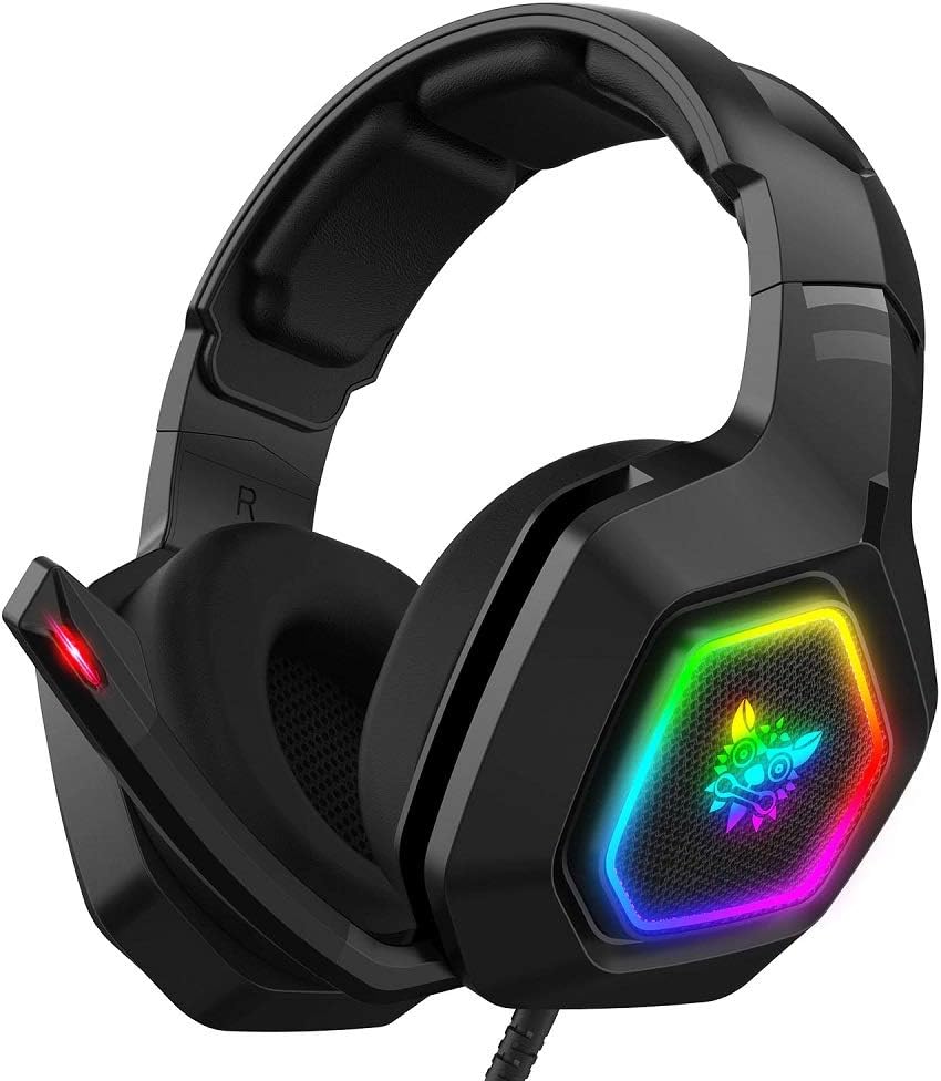 Gaming Headset with Microphone, For PS4 PS5 Xbox One PC with RGB Lights, with Noise Reduction 7.1 Surround Sound Over-Ear and Wired 3.5mm Jack