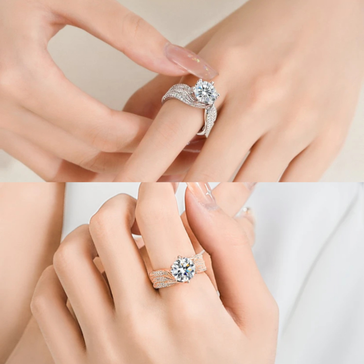 3 Carat 5 Carat Three Lifetimes Love Moissanite Ring Women's Ring Silver Platinum Full Diamond Large Carat Color Diamond Ring