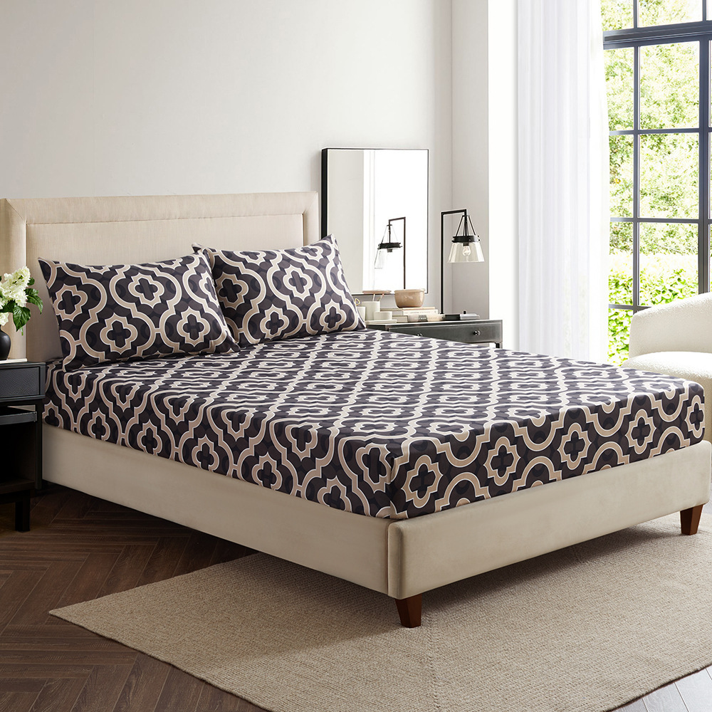 Moroccan Floral 3D Printed Polyester Bed Skirt With Elastic Hem - Twin/Twin XL/Full/Queen/King Size Options