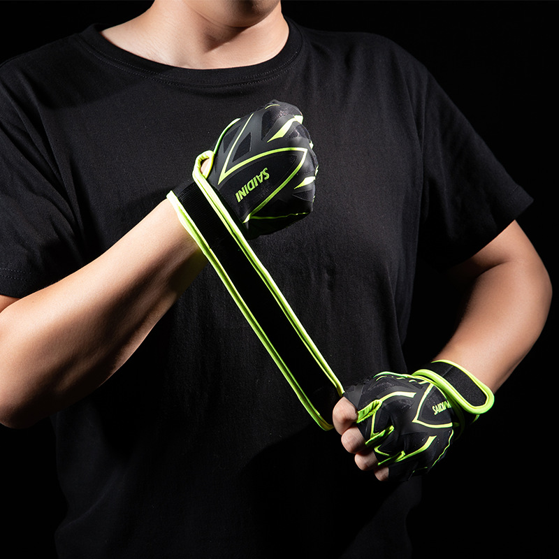 Cycling ice silk half-finger fitness gloves men and women extended wrist strap palm anti-slip shock-absorbing outdoor sports weightlifting equipment