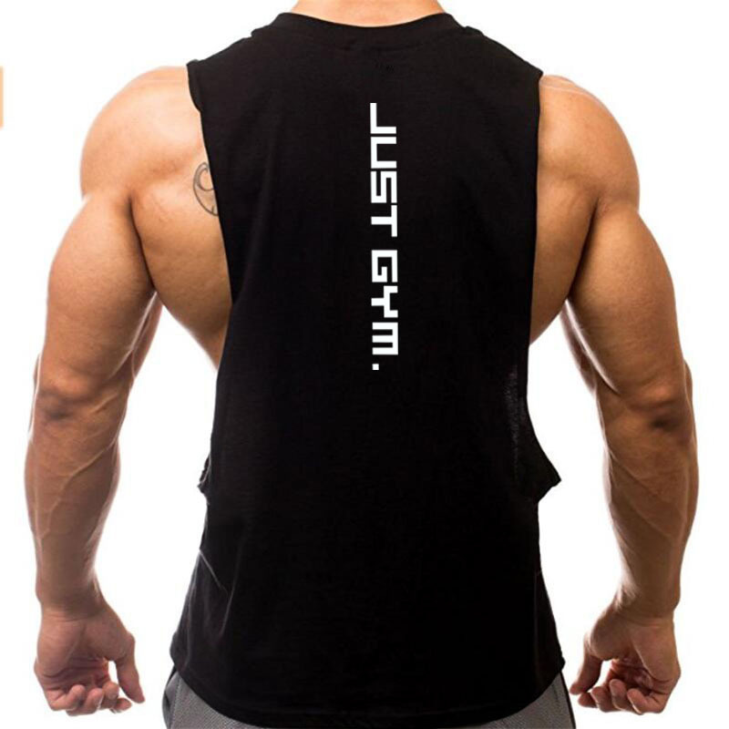Men's bodybuilding fitness running big slit sports vest