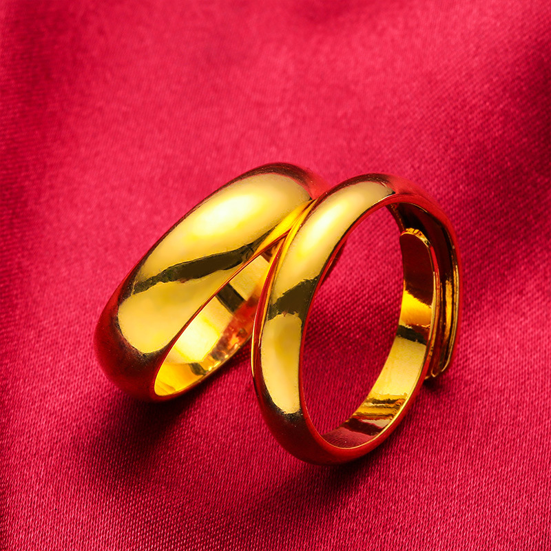 New Arrival Brass Gold Plated Glaze Ring Gold Plated Pair Ring Couple Vietnam Sand Gold Jewelry