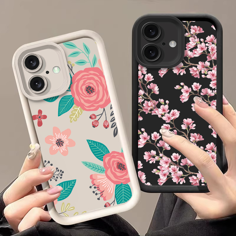 Blue Rose Flower For IPhone 16 11 13 14 12 Pro Max 15 Plus SE 2020 X XR XS Max 8 7 Plus Mini Black Soft Silicone Phone Case
