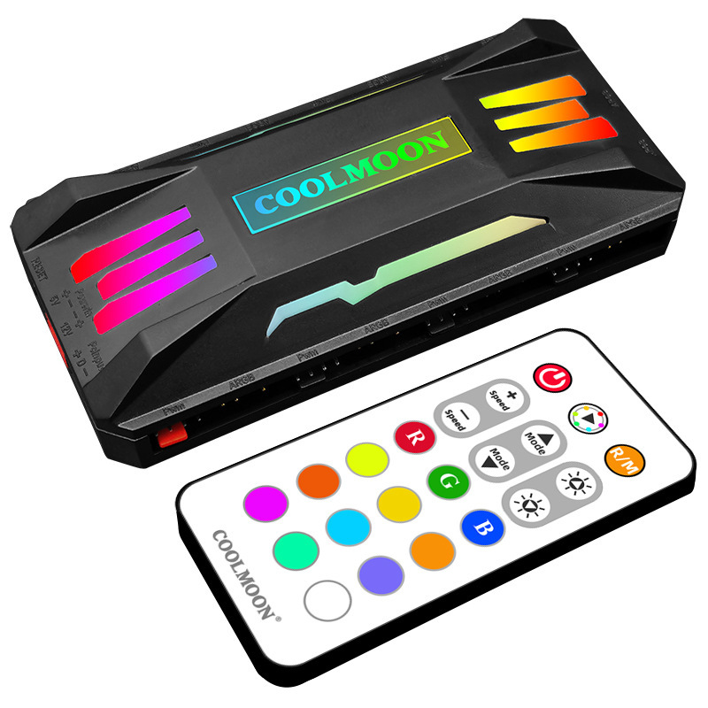 ARGB Controller 4Pin PWM 5V 3Pin ARGB Cooling Fan Smart Remote Control for Computer PC Case Chassis Radiator