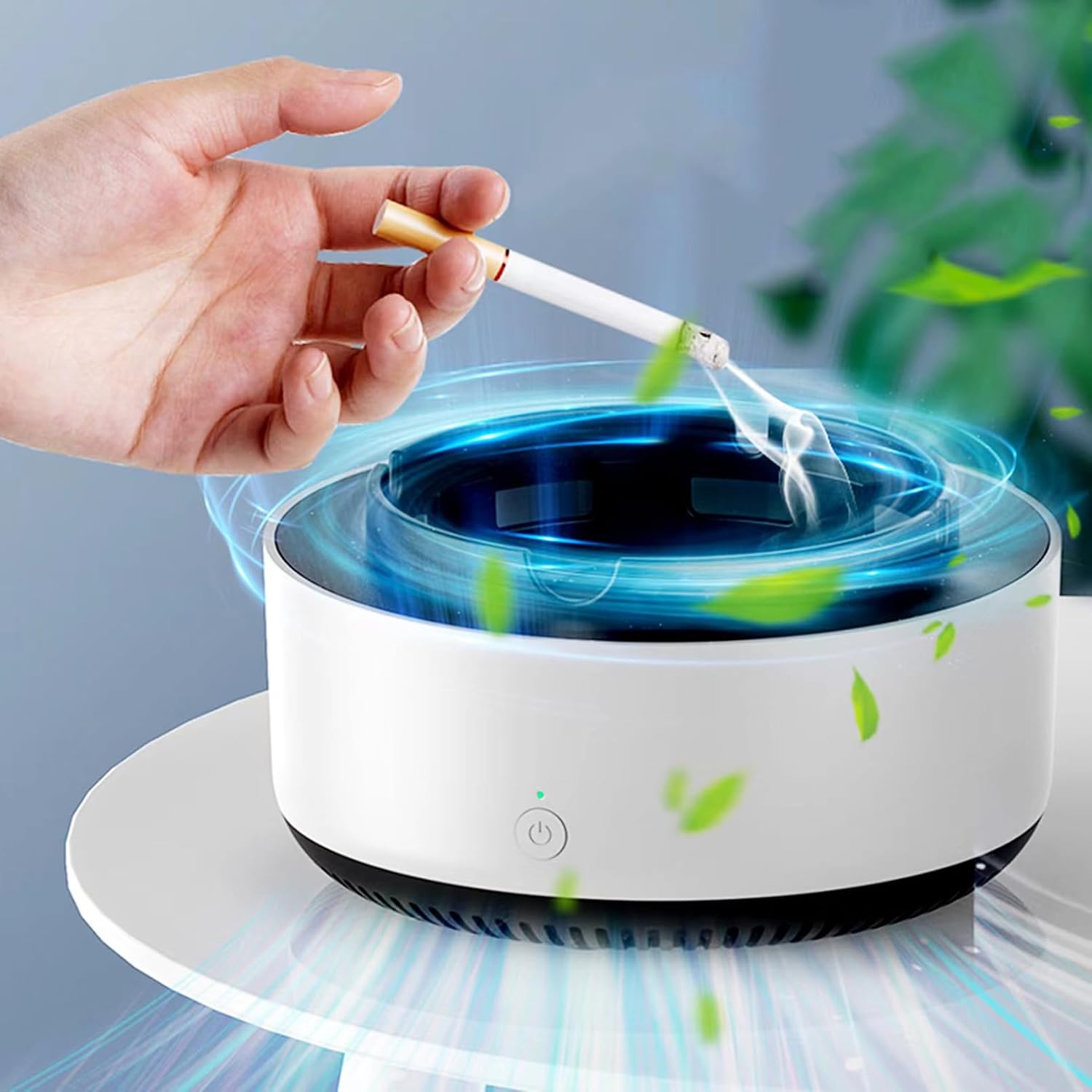 2-in-1 Multifunctional Smoke-free Ashtray, Air Purifier Ashtray With Filter, Suitable For Home Cars Or Offices (white)