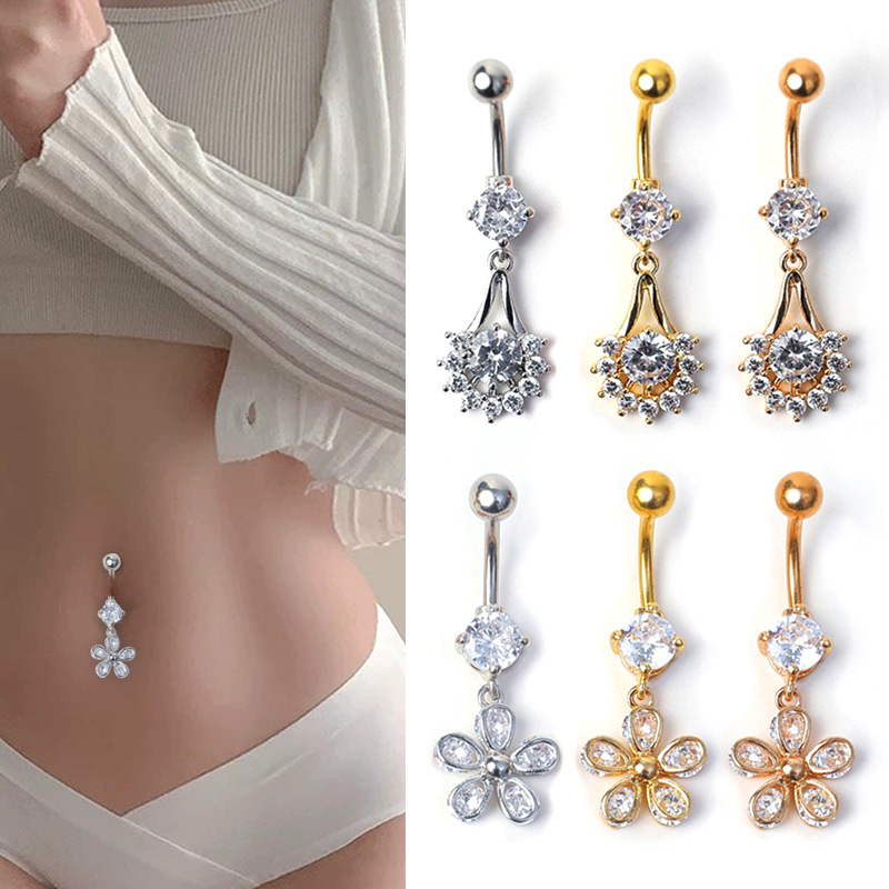 2021 European And American New Style Personality Decorative Belly Button Ring For Women Piercing Zirconia Navel Stud