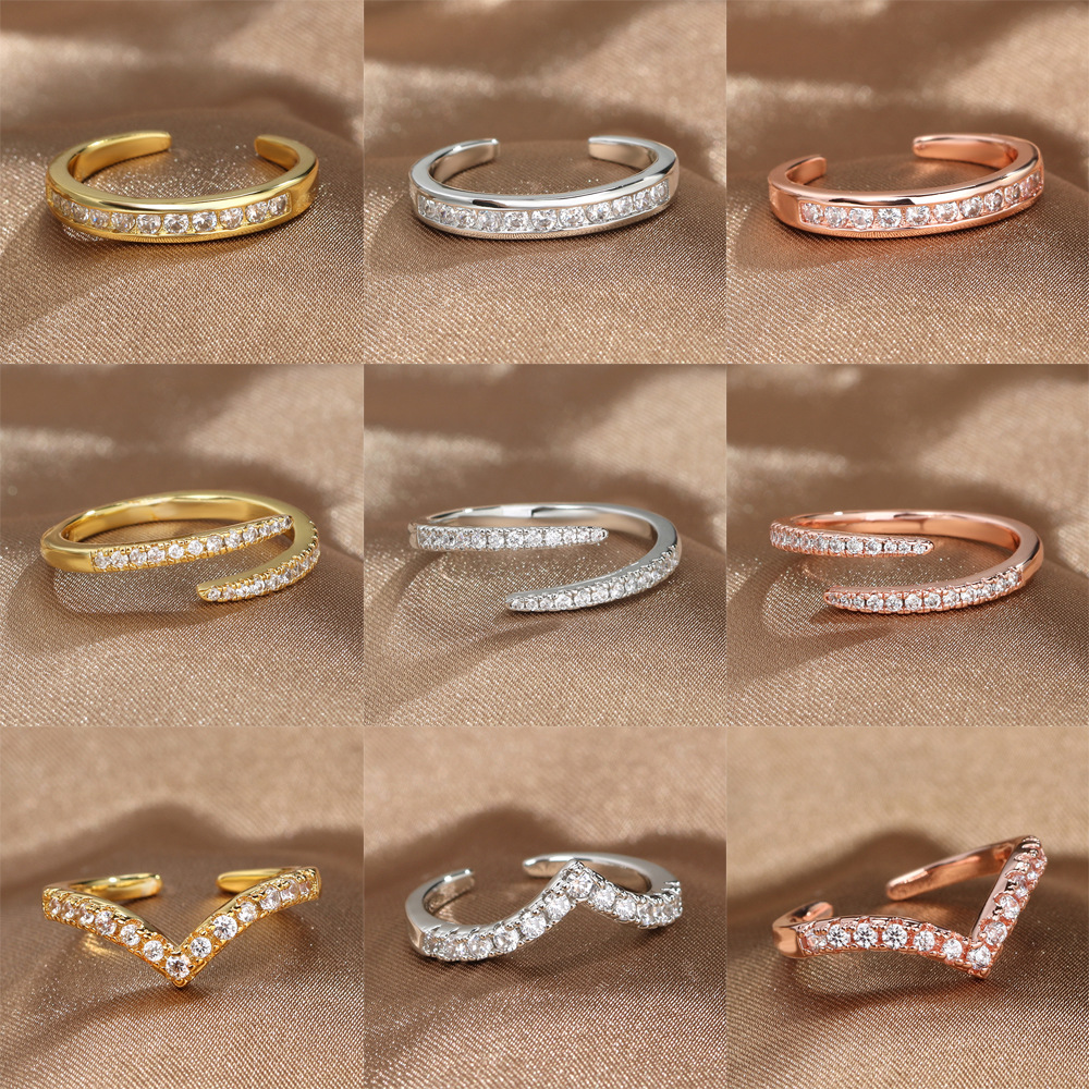 Unisex Jewelry Fashion tail ring knuckle ring inlaid with full diamond zircon single-row Diamond Micro-inlaid open ring