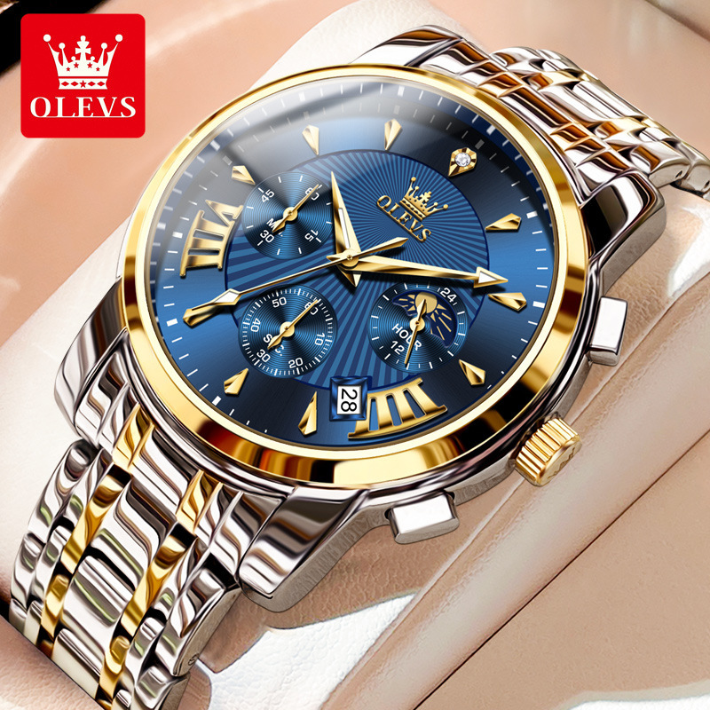 2023 New Hot Selling Watch Olysys Men's Watch Multifunctional Fashion Quartz Watch New Steel Strip Waterproof Quartz Watch