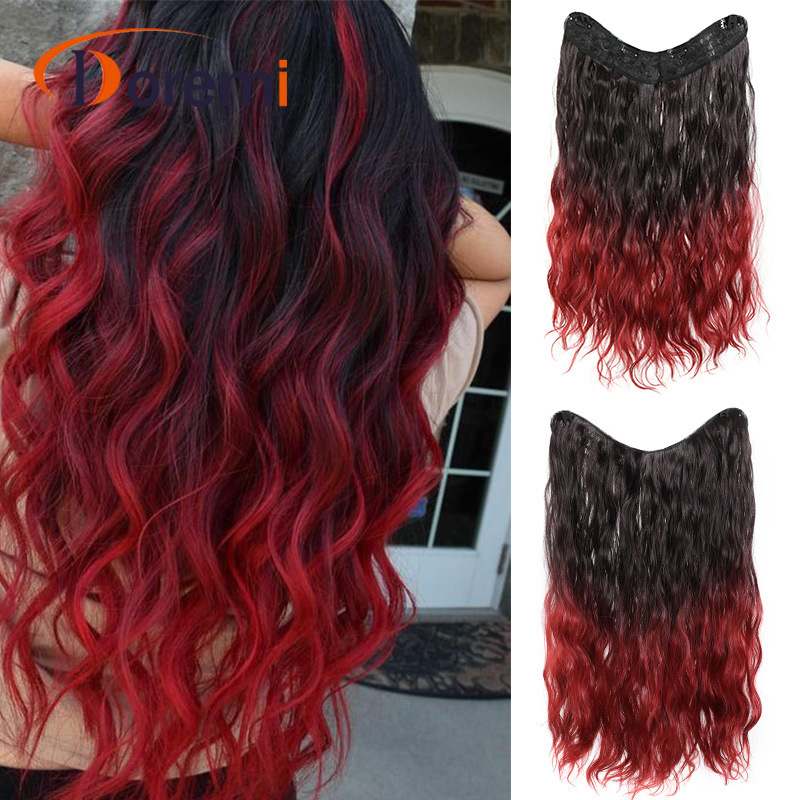 Wig for women V-shaped one-piece hair extensions Volume Voluminous chemical fiber curly hair pieces one-piece 55cm140g