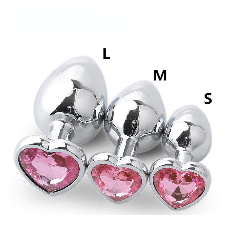 Plug Heart Anal 3 Sizes Stainless Steel Crystal Anal Plug Removable Butt Plug Stimulator Anal Sex Toys Pro