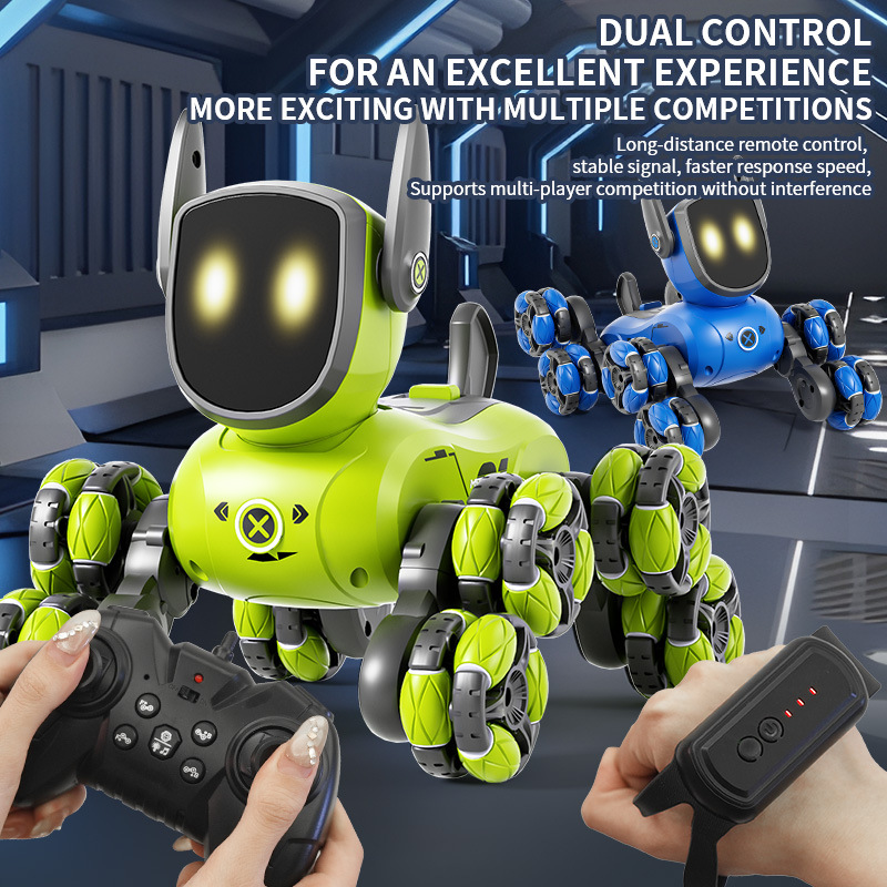 Toys Games Small Eight Wheel Gesture Sensing Multi Function Remote Control Stunt Robot Dog Children's Toy