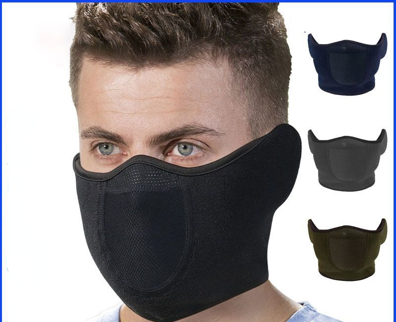 Winter Bike Ski Mask Face Protector Warm windproof Ear Protector Breathable Respirator Earmuff 2-in-1 Bike Mask Male