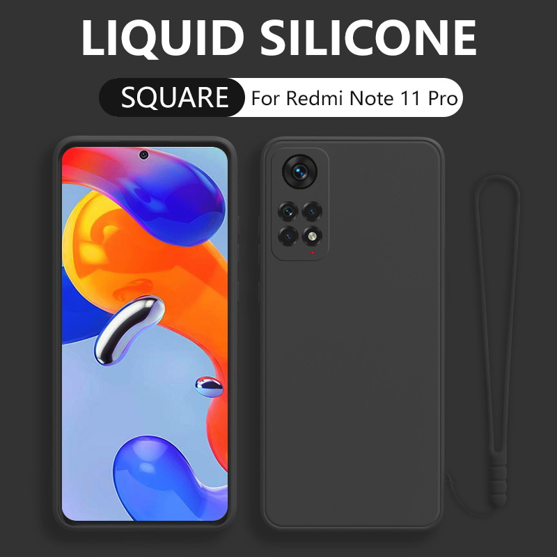 Liquid Silicone Lanyard Case For Xiaomi Redmi Note 11 10 9 Pro 11s 10s 9s 11E 11T Poco F3 X3 M3 M4 Pro Mi 11 Lite 5G NE