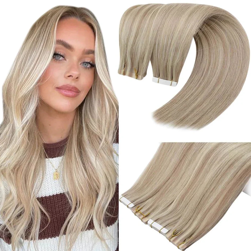 Invisible Tape in Hair Extensions Straight 100% Real Human Hair Seamless Skin Weft Tape Hair Extension20pcs/Pack