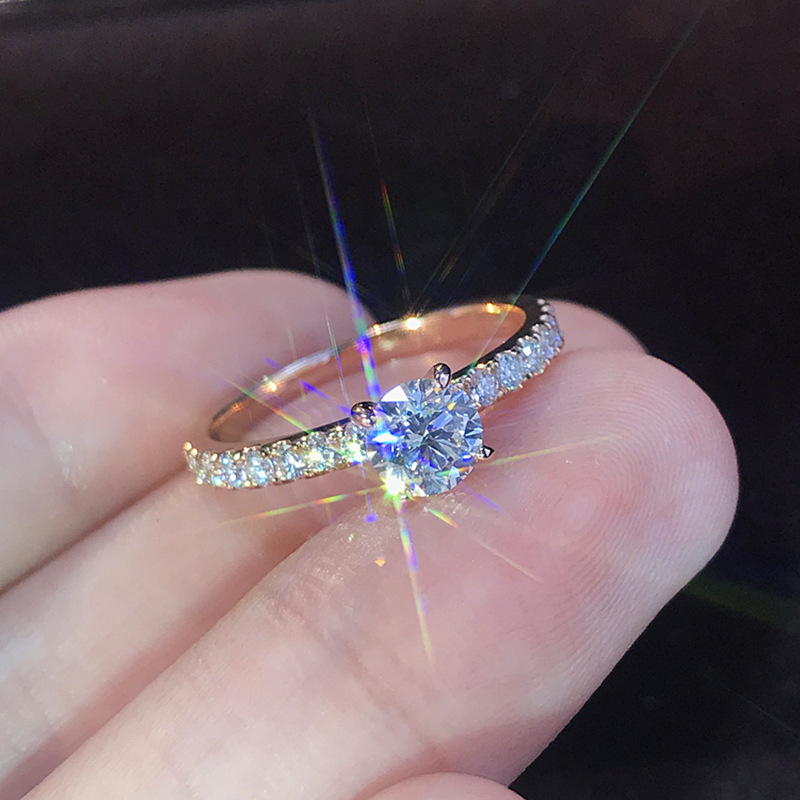 Simple Silver-plated Simulation Diamond Ring S925 Proposal Wedding Ring Lover Gift