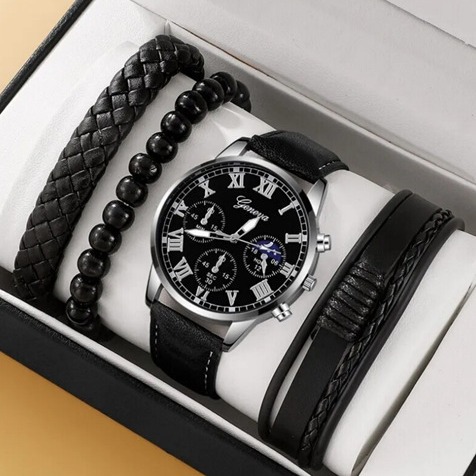Men's Watch Business Gift Set Holiday Birthday Gift Set Bracelet Necklace Watch Set 3pcs/set