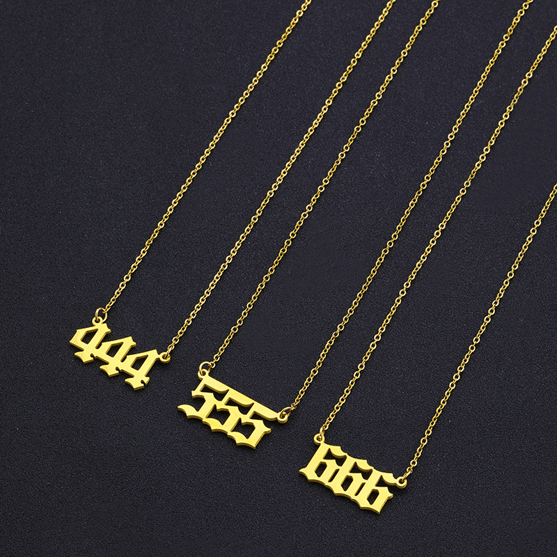 fashion lucky digital pendant 111-999 stainless steel necklace women's all-match clavicle chain ins style accessories