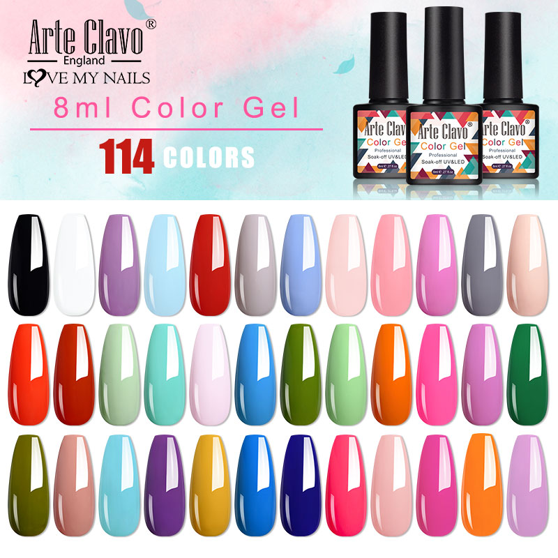 Arte Clavo Nail Gel Polish Glitter Semi Permanent Gellack Art Salon Polish Neon UV LED Varnish Hybrid Top Coat Gel