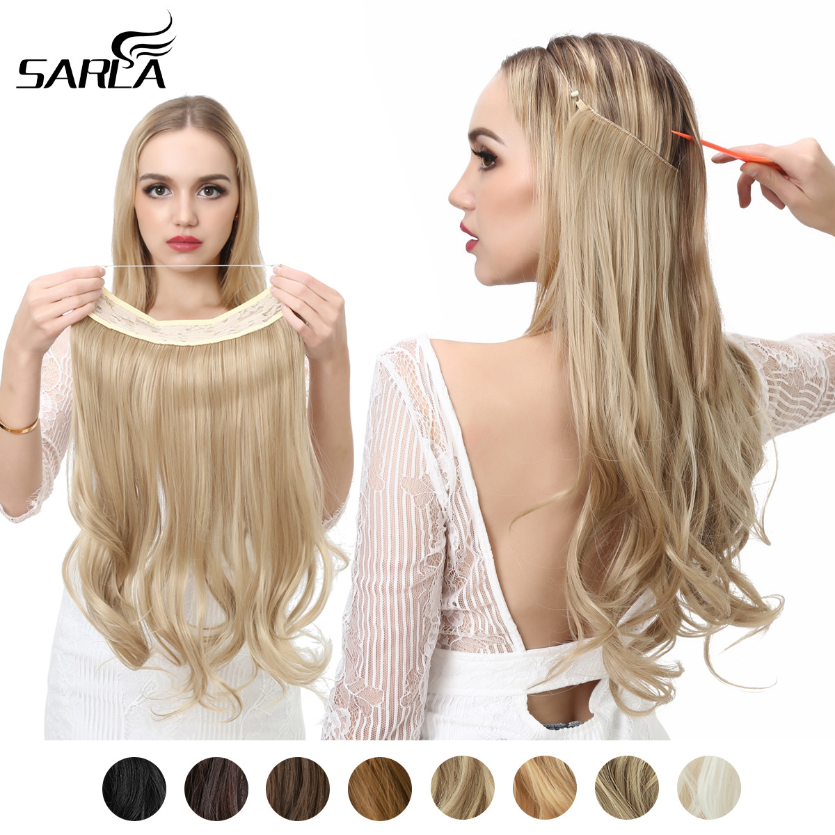 SARLA European and American wigs for women fish line hair extensions foreign trade chemical fiber matte high temperature silk long curly hair hair wig