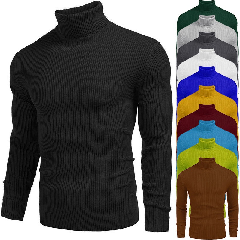 New Winter Turtleneck Thick Mens Sweaters Casual Turtle Neck Solid Color Quality Warm Slim Turtleneck Sweaters Pullover Men