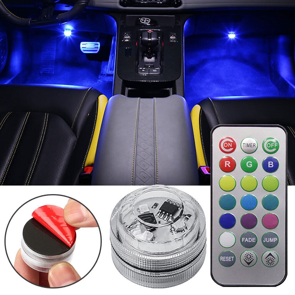 Multi-color light emitting car interior wireless atmosphere light LED environmental protection car cable remote control dazzling decorative lights