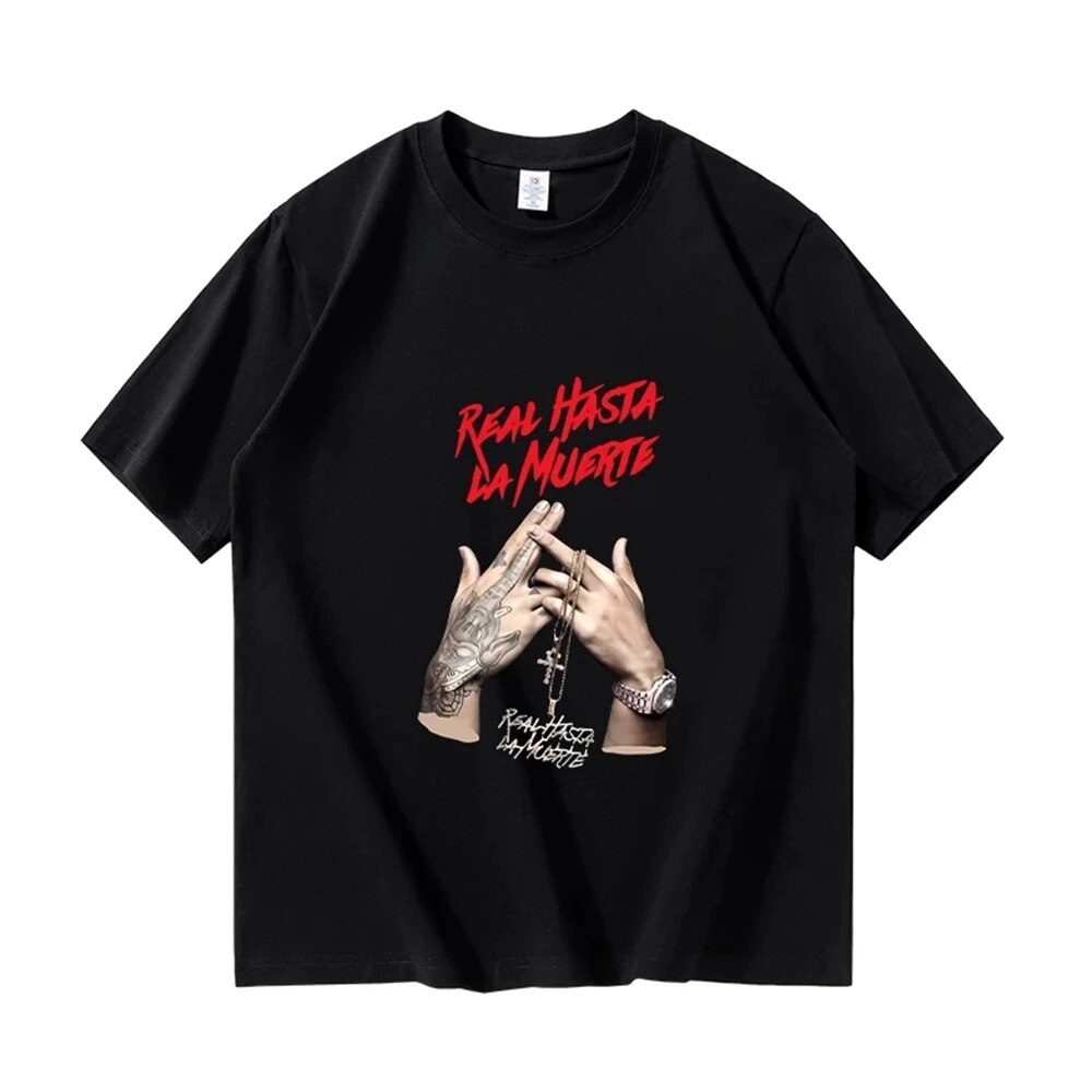 Real Hasta La Muerte T-shirts Men Fashion Cotton Anuel AA Tshirt Women Cool Casual Haruku Hip Hop Streetwear Tee Tops