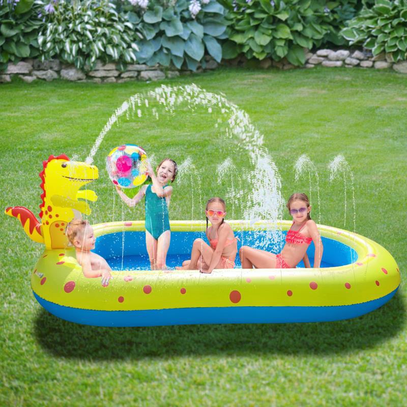 Inflatable Dinosaur Fountain Children's Water Slide Pool Paddling Pool Sprinkler Pad Game Pool Toys