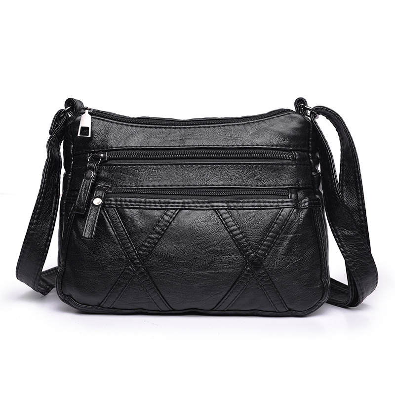 Multi Layer Soft Leather Bag, Middle-aged Women's Crossbody Bag 2024 New Versatile Simple Shoulder Bag, Large Capacity Mother Bag
