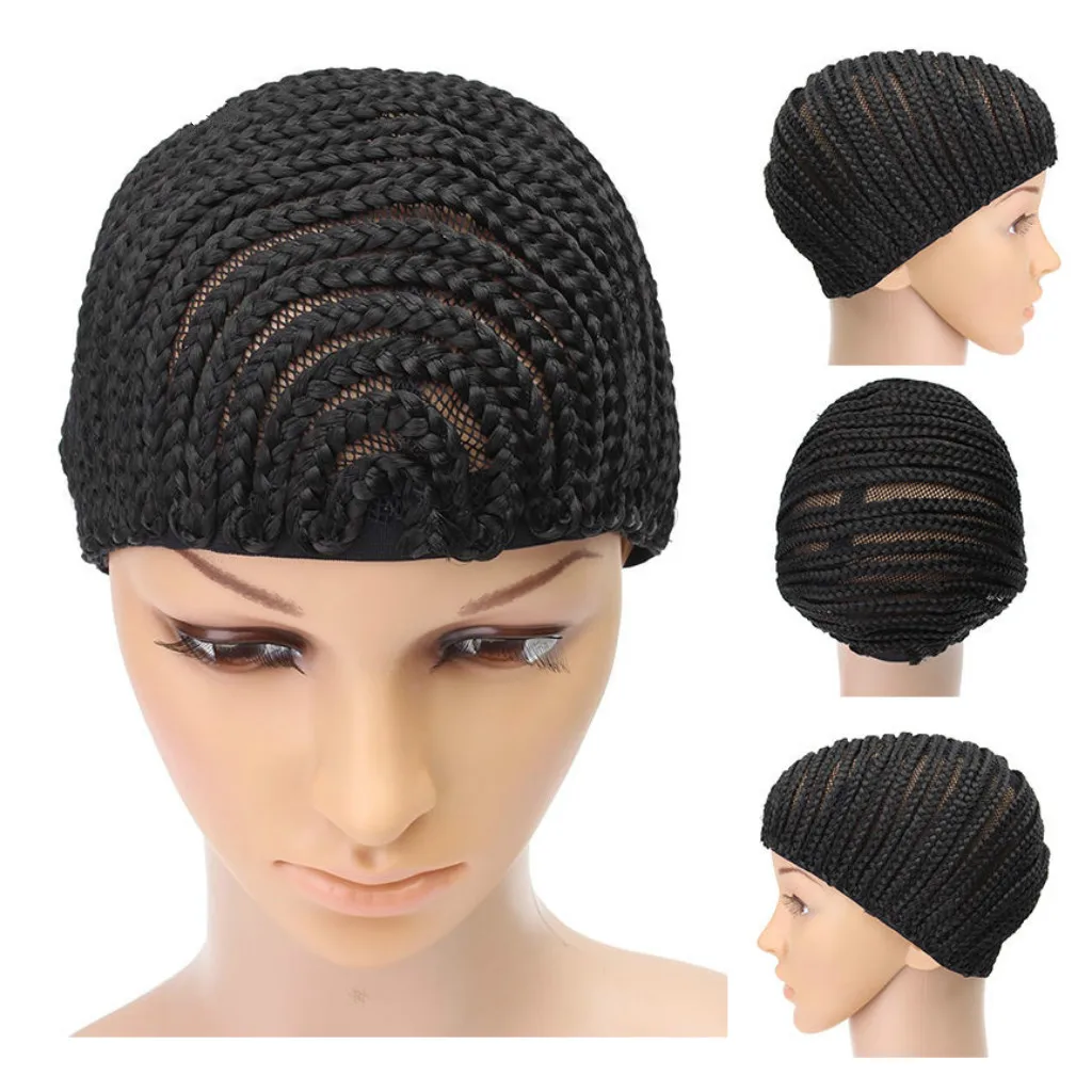 Cornrow Braiding Wig Cap Black Adjustable Strap Spandex Net Elastic Dome Mesh Lace Cap