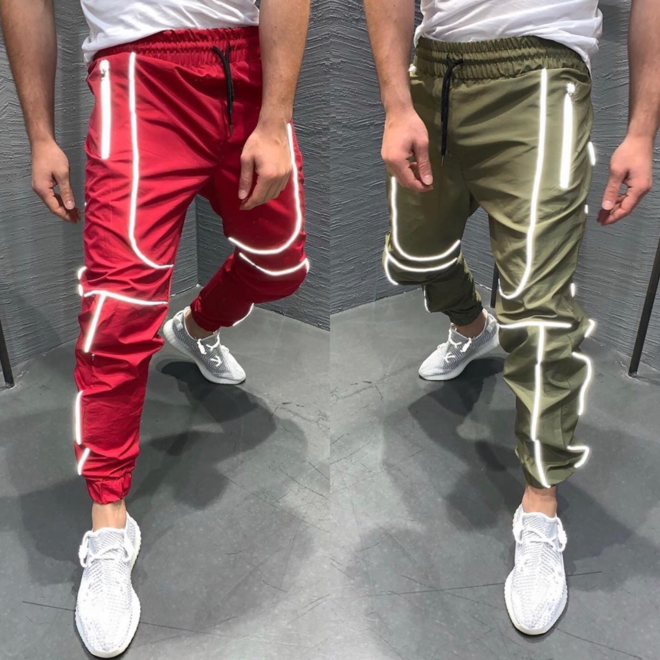 Men's Sports Pants, Night Running, Reflective Small Feet, Trendy Pants, Fitness Sports, Basketball Pants, One-piece Replacement
