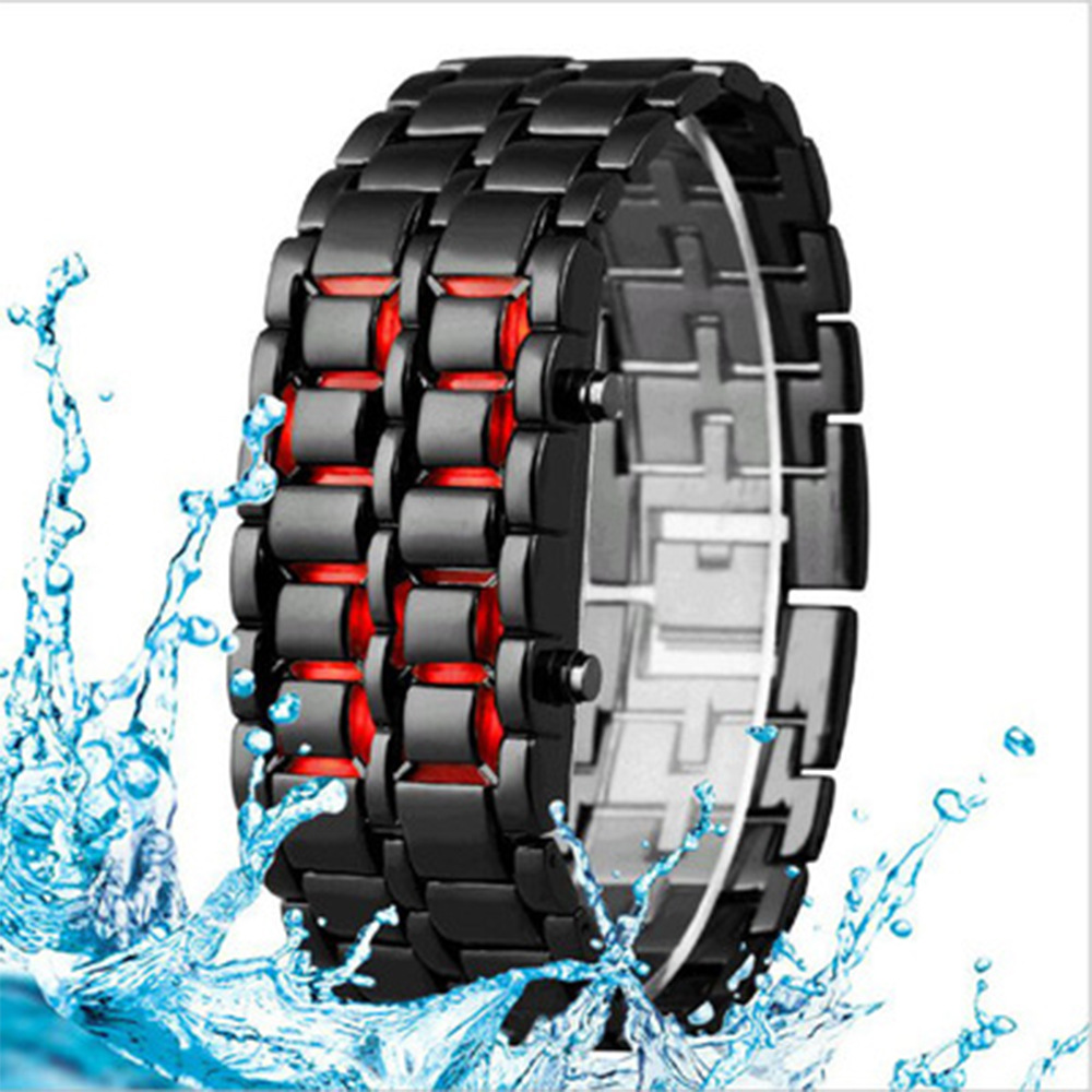 Hot sale alloy lava watch blue light volcano LED bracelet watch cool children's electronic watch