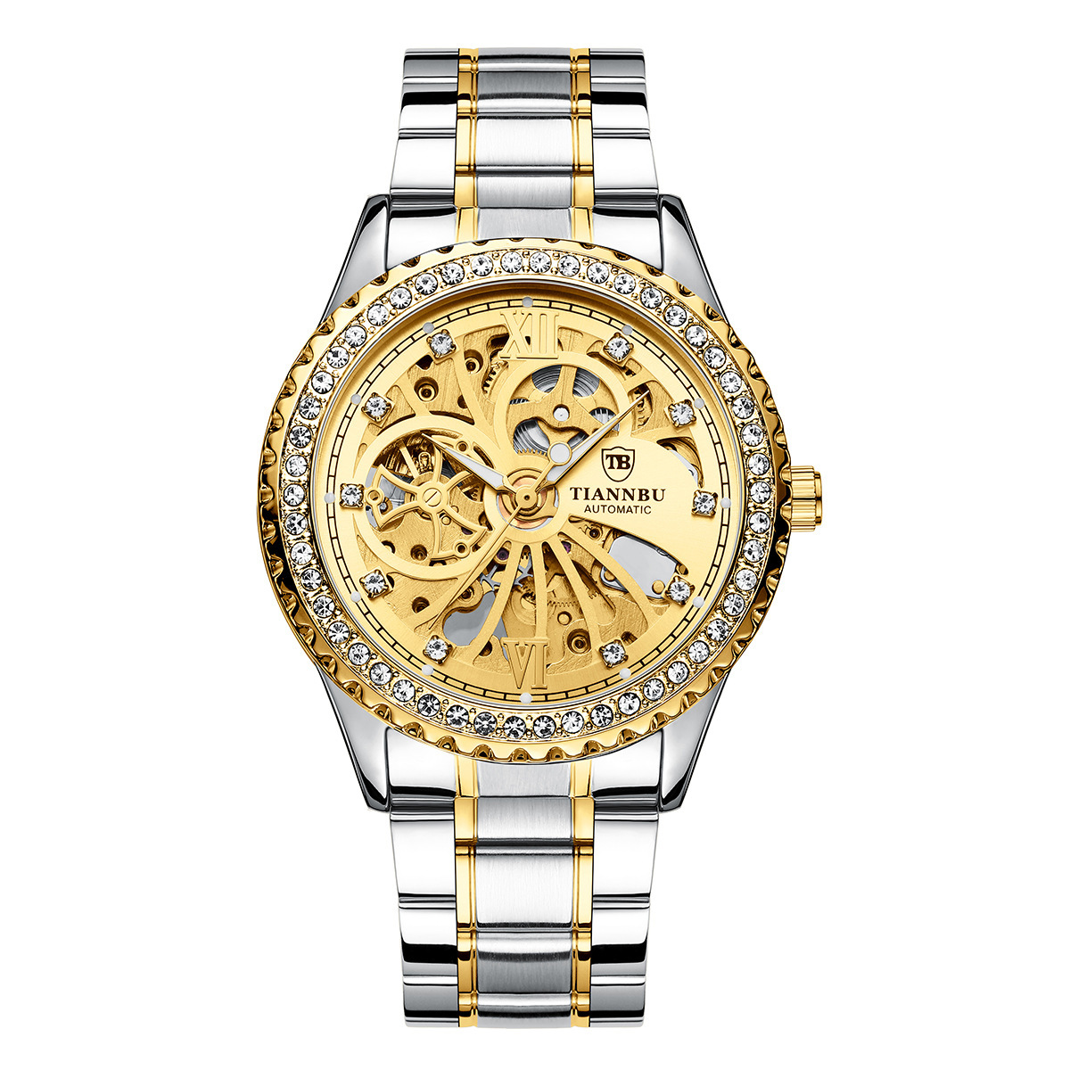Men's Watches Automatic Mechanical Watch Men's Watch Tourbillon Hollow Diamond Inlaid Steel Belt Glow-in-the-dark Waterproof High-grade Watch
