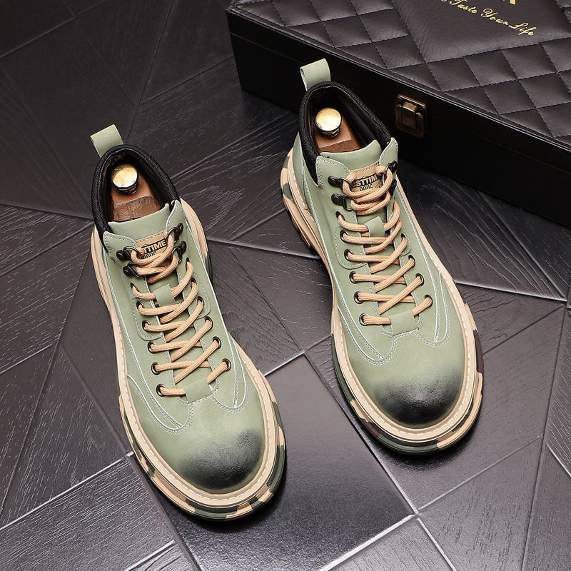 Martin Boots Men S High Top British Style Ins Mid Top Short Boots Tooling Boots Autumn And Winter Men S Shoes Increase Casual Desert Boots